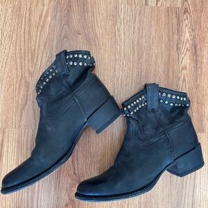 Frye Studded Black Ankle Boots